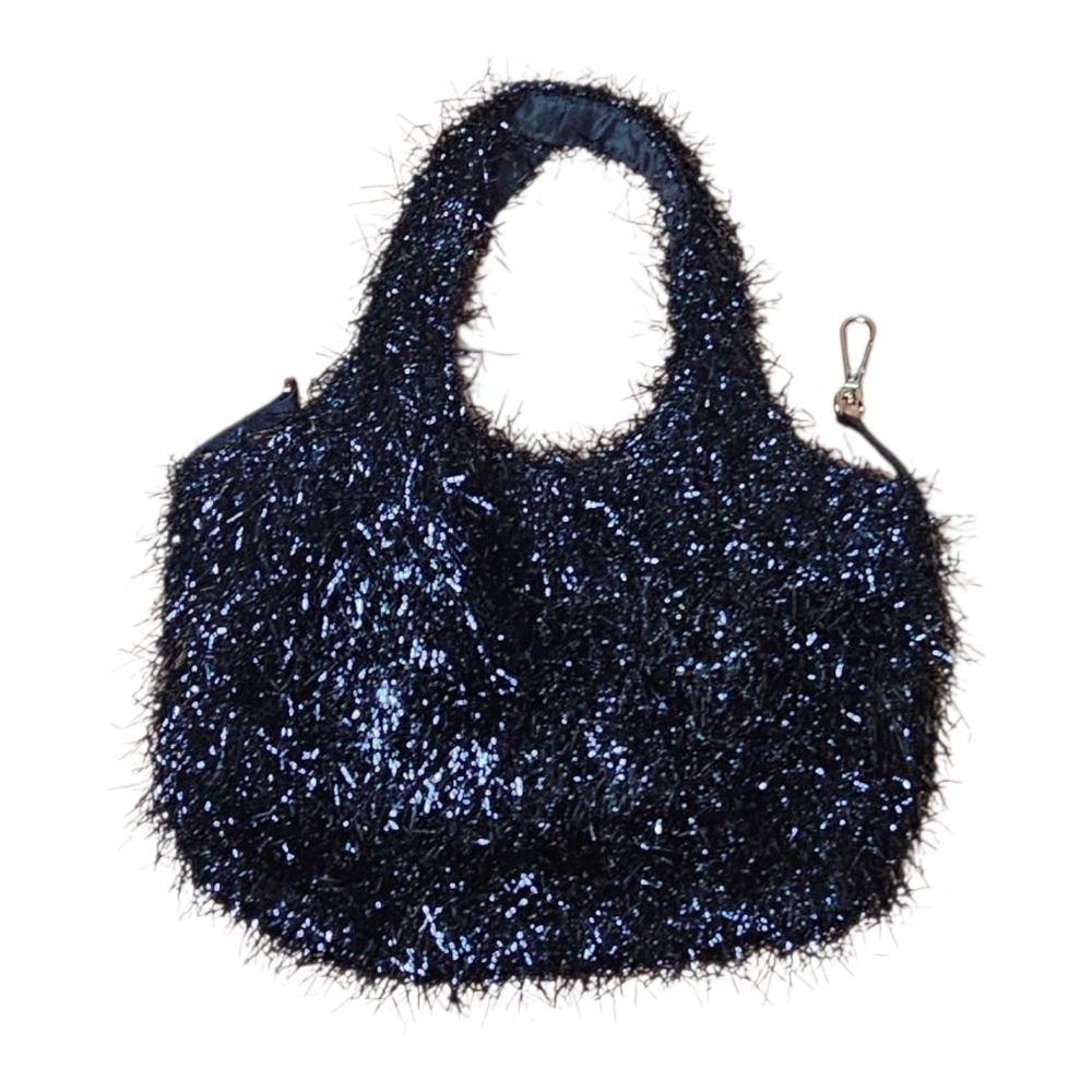 a new day Black Glitter Shoulder Bag